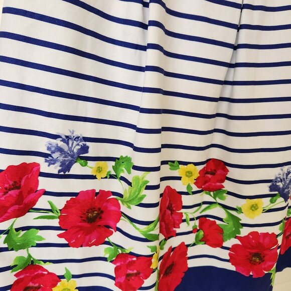 Chaps Blue & White Striped Floral Dress Poppy Sleeveless Nautical Boho Cute 12 - Picture 3 of 10
